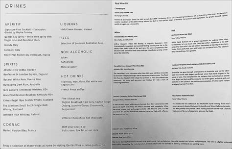Qantas First Class Menu 的图像结果