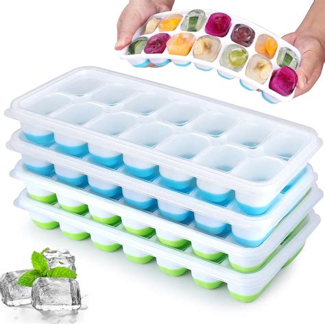 Amazon.com: Jrisbo Silicone Ice Cube Tray, 4 Pack Easy-Release ...