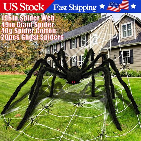 Halloween Giant Spider Web + 49'' Giant Spider + Mini Spiders Decor ...