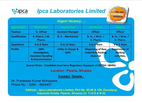 Below opening in IPCA laboratories