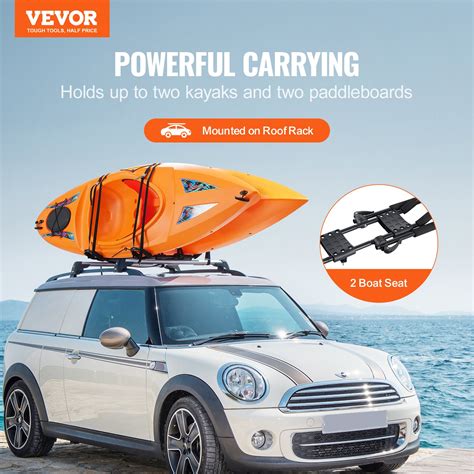 VEVOR Kayak Roof Rack 1 Pair J-Bar, Soft Roof Rack, Top Mount Tie Down ...