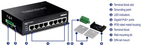 TI-PG80-8-Port Hardened Industrial Gigabit PoE+ DIN-Rail Switch