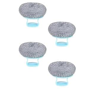 NIKAVI Kitchen Round Dish Sponges Scourer Cleaning Ball with Handle ...