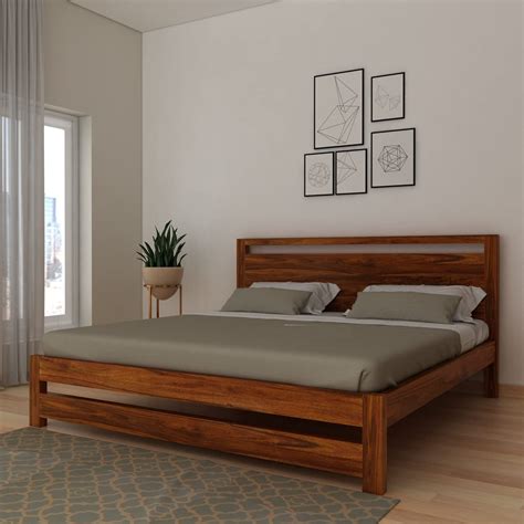 TG Furniture Sheesham Wood Full Headboard Queen Size Bed Without ...