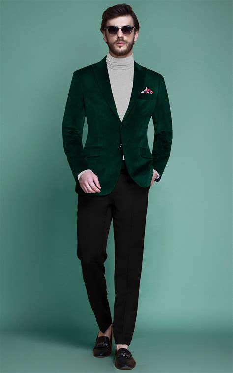Green Velvet Blazer Men