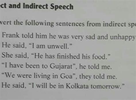 Convert the following sentences from indirect speech to direct speech ...