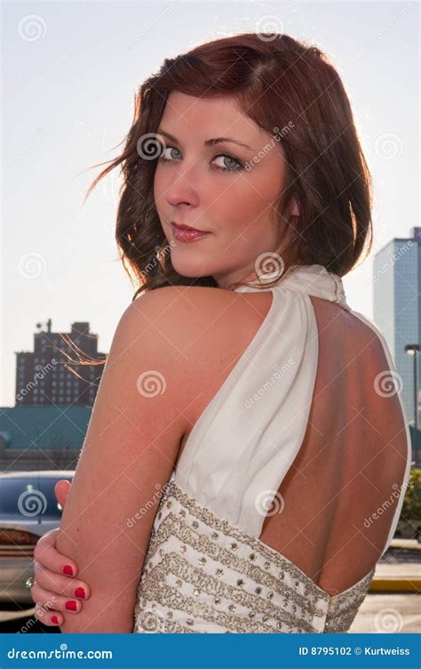 Woman Looking Over Shoulder Stock Photo - Image of brunette, adult: 8795102
