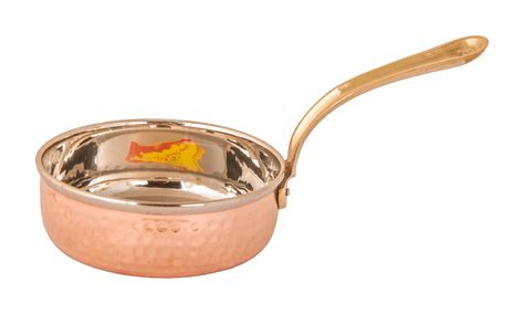Premium Double Layered Copper Fry Pan with Brass Handle - Inside Steel ...