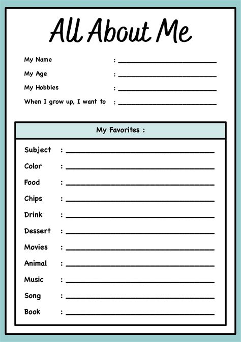 15 Best All About Me Printable Template - printablee.com