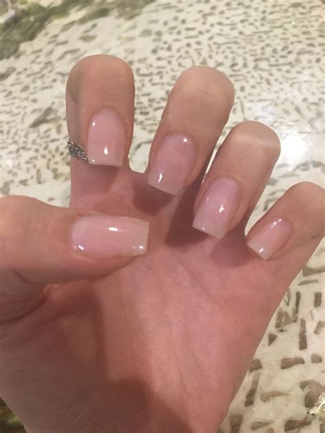natural clear pink gel nails