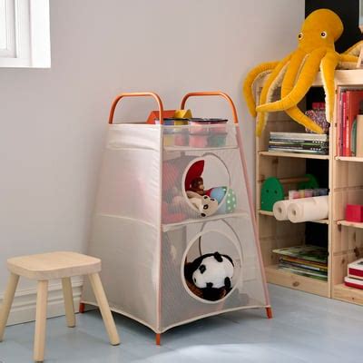 TIGERFINK storage with compartments, beige/orange - IKEA