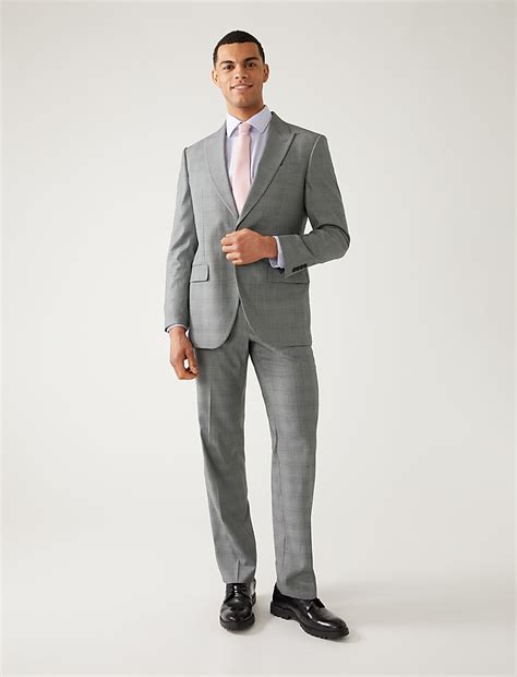 Buy Regular Fit Prince of Wales Check Suit Trousers at Marks & Spencer