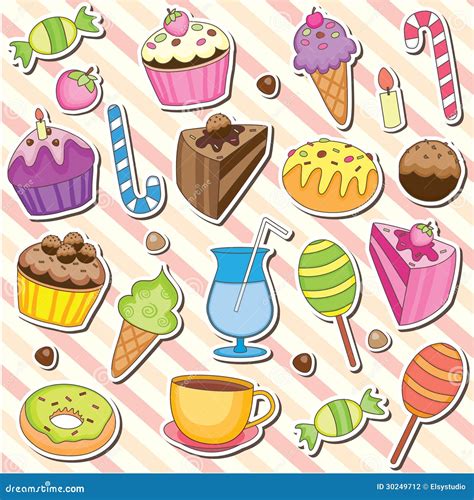 Cute Sweet Dessert Clip Art Stock Vector - Illustration of adorable ...