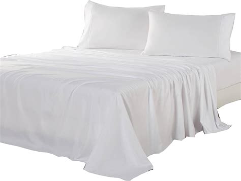 Amazon.com: HOMBYS White Oversized King Flat Sheets Extra Large,Soft ...