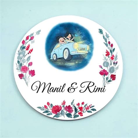 Couple in Car Name Plate [Handpainted & Customized] - Rangreli