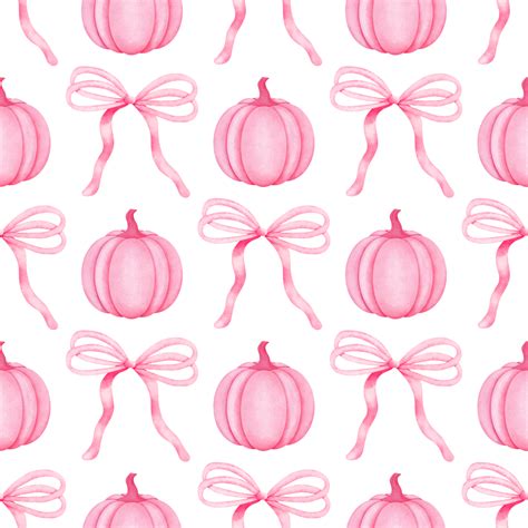 Pink coquette bow pumpkin trellis seamless pattern, Cute preppy girly ...