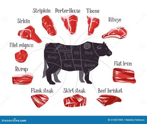 Juego De Cortes De Carne. Tabla De Cortes De Carne De Res Y Trozos De Carne De Res Utilizados ...