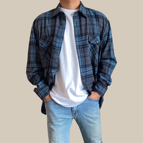 Gap Blue Green Plaid Lightweight Flannel Button Front Shirt | Flannel ...