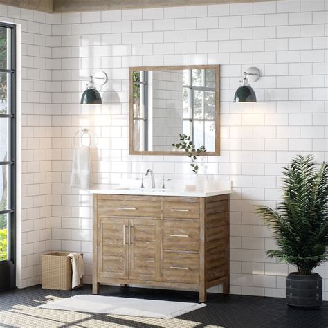 allen + roth Finkley 42-in Antique Light Oak Undermount Single Sink ...