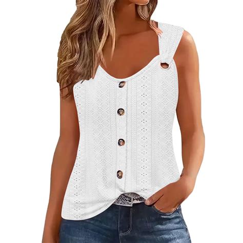 BRGZLK Womens Summer Vests Trendy Solid Color Hollow Out Novelty Tank ...