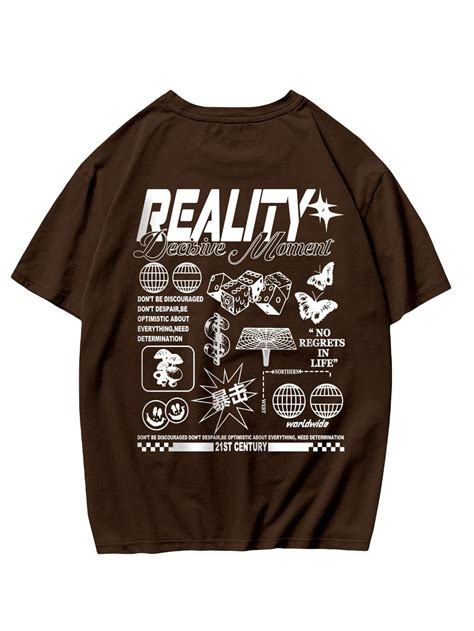 GORGLITTER Men's Letter Graphic Print Short Sleeve Round Neck Tee Top T ...