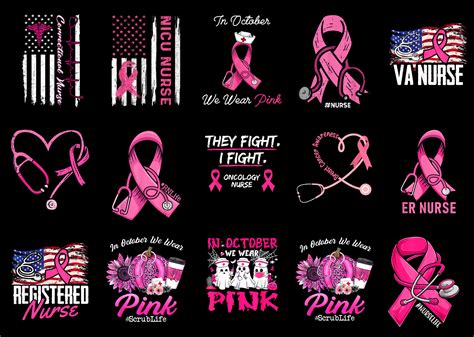 15 Nurse Breast Cancer Shirt Designs Bundle For Commercial Use Part 1, Nurse Breast Cancer T ...
