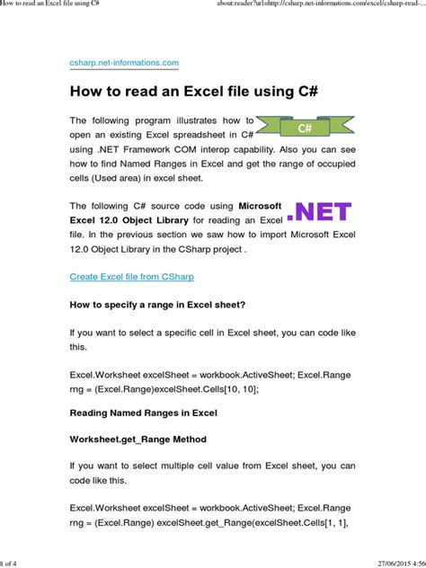 How to Read Excel File Using C 的图像结果