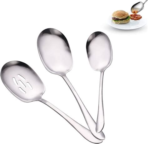 6 Pieces Serving Spoons Set, 8.7 Inch, Includes 3 Serving Spoons and 3 ...