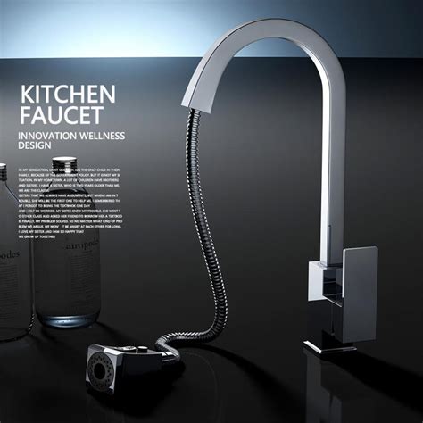 360° Brass Pull Out Kitchen Faucet with Hot & Cold Sprayer