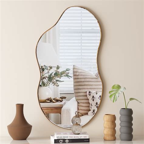 "Irregular Gold-Frame Wall Mirror, Cloud Shaped Asymmetrical Mirror for ...