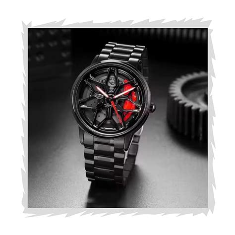 Buy SELLORIA 360° Spinning Rotating Car Wheels Gyro Men's Sport Watch ...