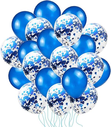 Party Propz Pack of 18 Pcs Blue Latex & Confetti balloons for boys ...