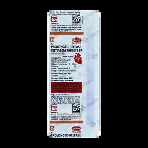 DTM 90 SR TABLET 10'S Price, Uses, Side Effects & Substitutes | Medkart
