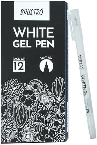 Brustro White Gel Pen Pack of 12. (1MM tip) | Ideal for Students and ...