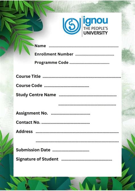 Image result for IGNOU Project Report Cover Page