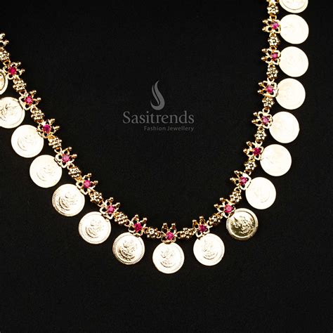 Micro Gold Plated Lakshmi Coin Necklace Temple Jewellery- Sasitrends