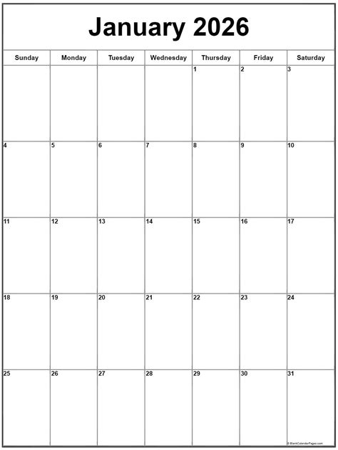 January 2026 Calendar Printable