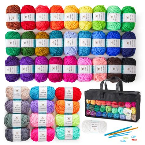 40 Acrylic Yarn Skeins, 1600 Yards Crochet Yarn with Reusable Storage ...