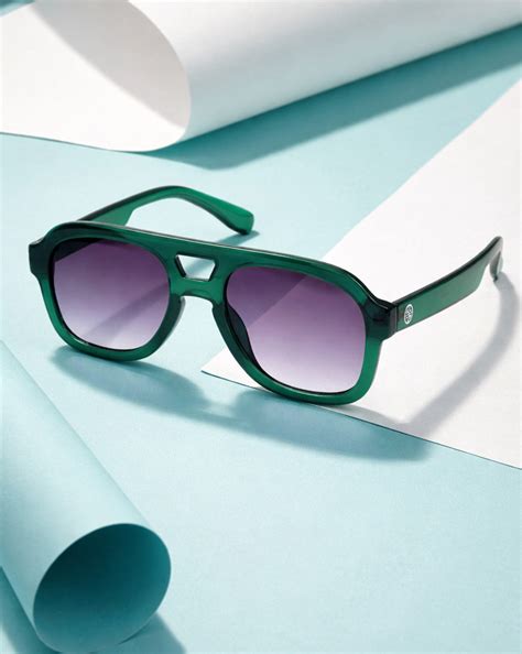 Men Green Toned Grey UV Protected Lens Aviator Sunglasses – Carlton ...
