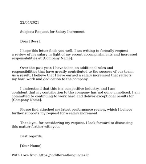 2 Examples of Salary Increment Request Letter To Boss