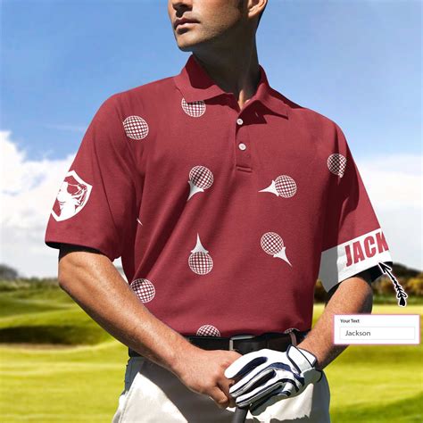 Personalized Red and White Golf Custom Polo Shirt, Golf Tee Pattern Po ...
