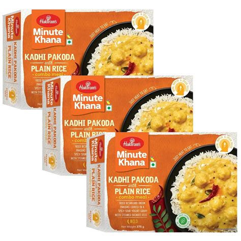 Haldiram's Kadhi Pakoda with Plain Rice 375g x 3 | Minute Khana | Quick ...
