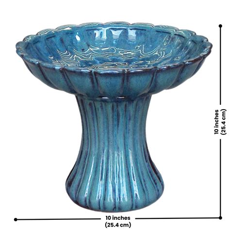 Short Ceramic Pedestal Bird Bath | Unique Bird Baths | Birdbath Gift