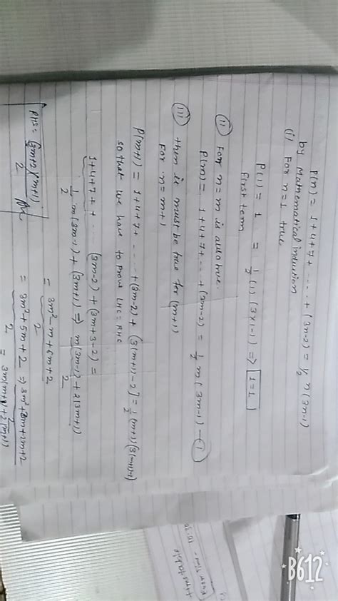 p(n) =1+4+7+...+(3n-2)=1/2n(3n-1) P.T by principle of mathematical ...