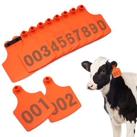 Buy 100 Sets Numbered Cattle Ear Tags Oversize 4.1x3" Cow Ear Tags 001 ...