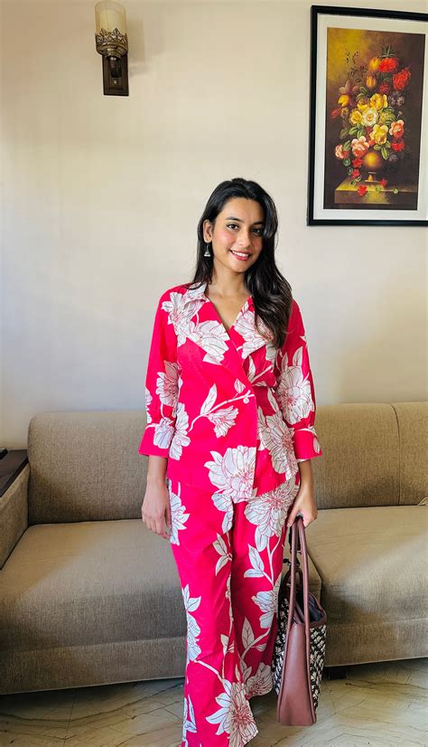 Susan Pink Floral Coord Set – Shaayra