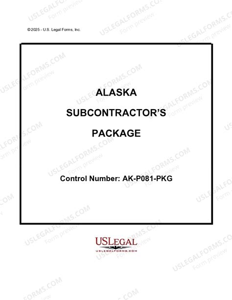 Alaska Subcontractors Package | US Legal Forms