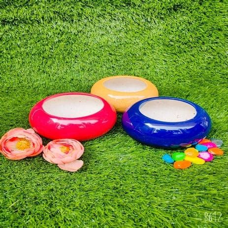 Donut Shape Colorful Pots Planters Set of 3 – Niyara