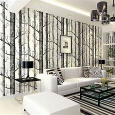 Tree Living Room Wallpaper by Birch Tree Pattern Non Woven Woods Wallpaper Roll Modern Tree Living Room Wallpaper