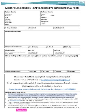 Moorfields Croydon Eye Clinic Referral Form - Blank Fillable Template ...